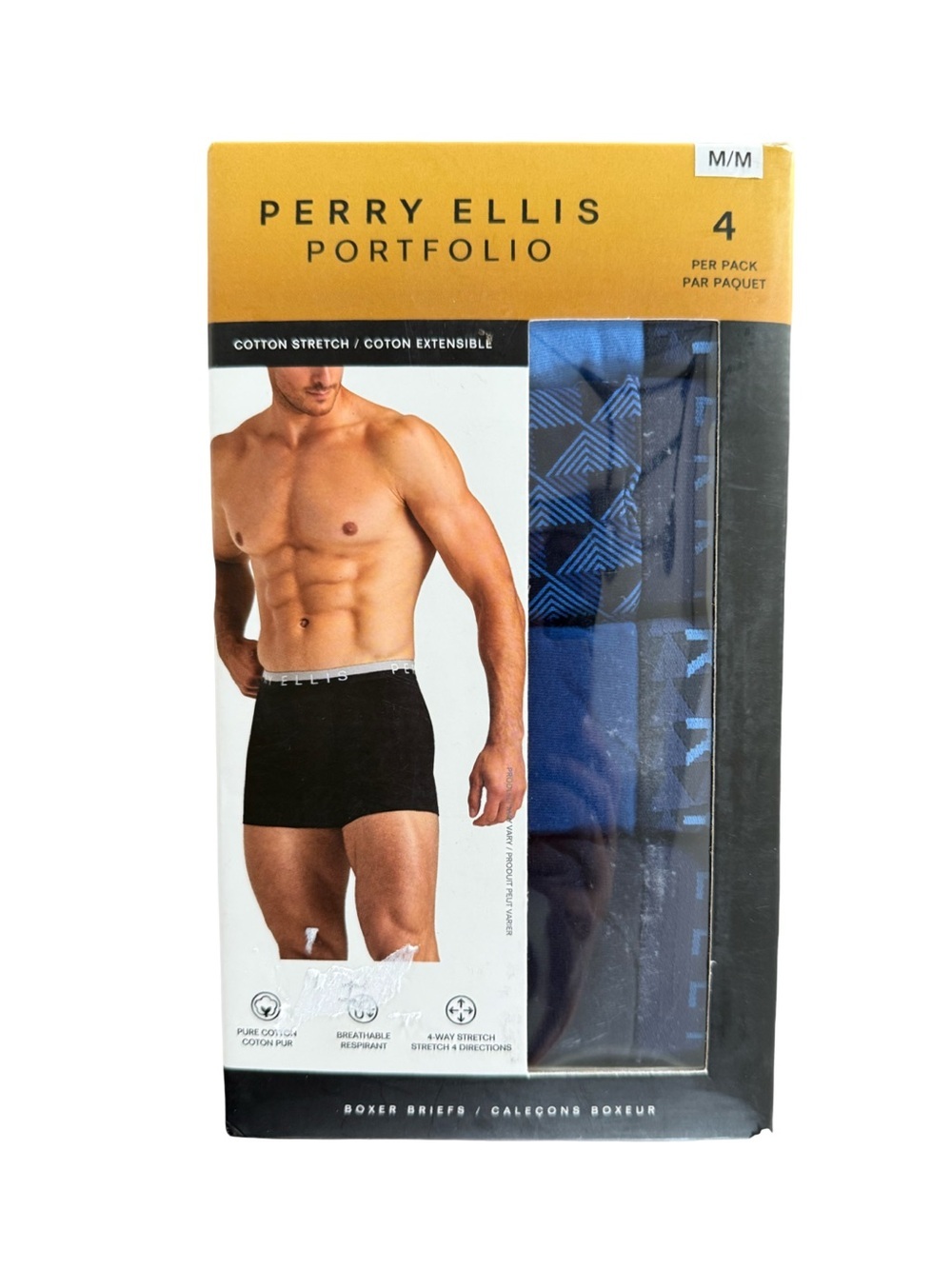 Perry Ellis Portfolio Cotton Stretch Boxer Briefs 4 Pack NWT Size M